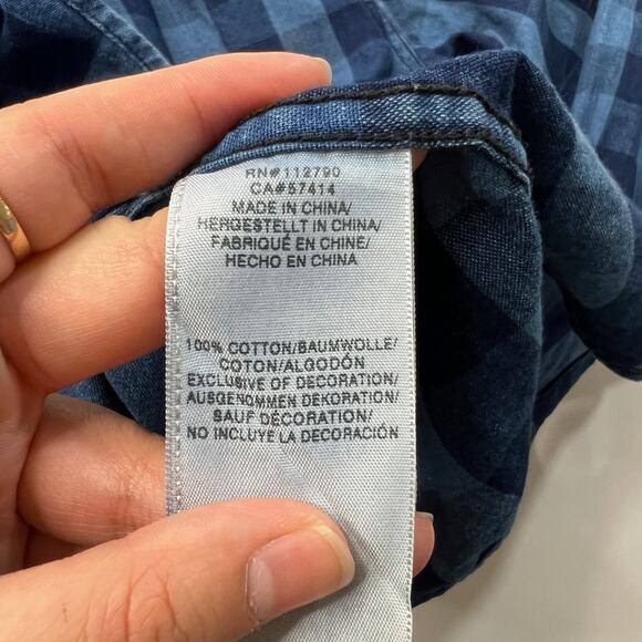 True Religion Shirt Men M Medium Blue Plaid Long Sleeve Collared Pockets Utility - Picture 10 of 13